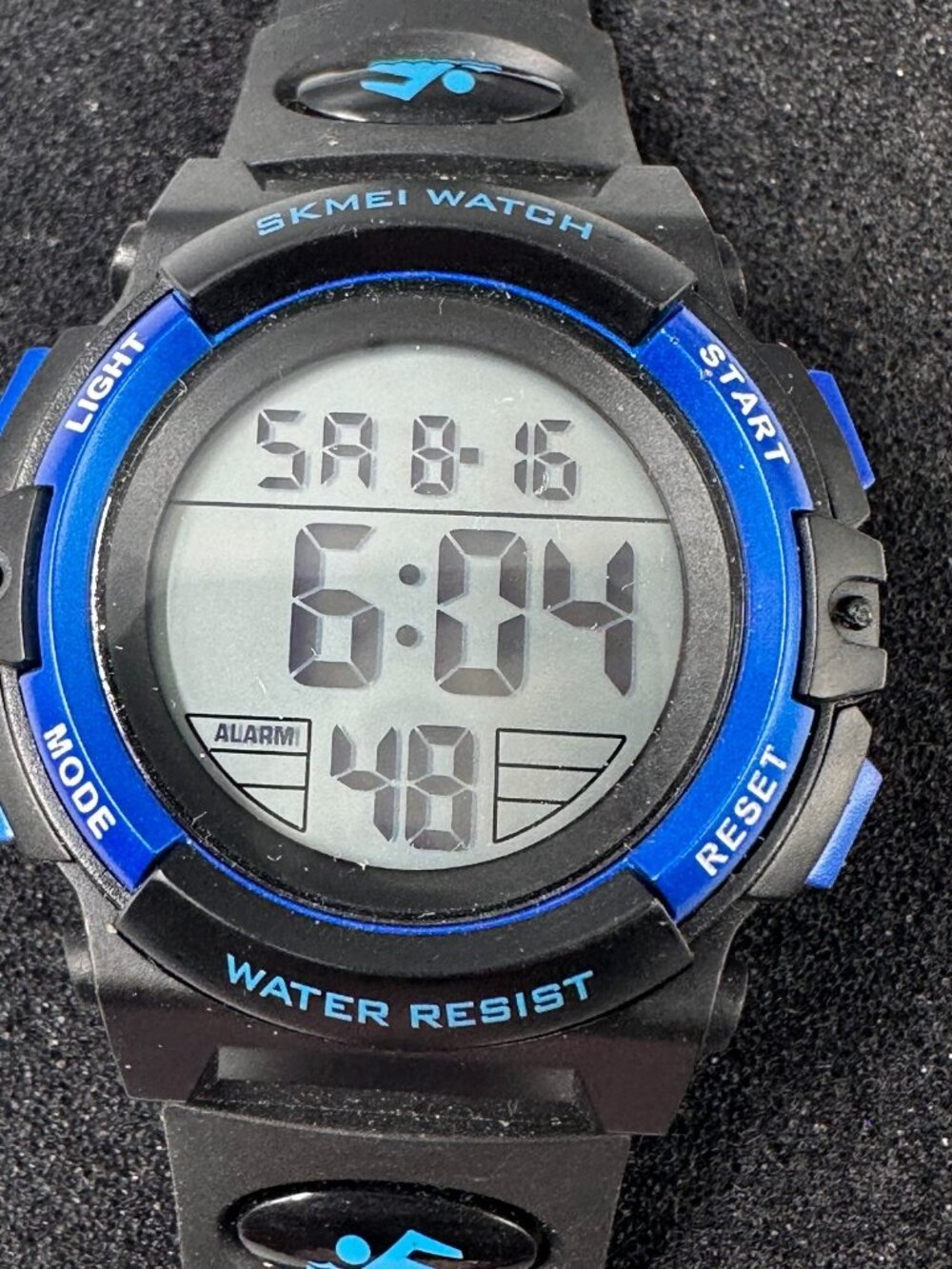 Skmei Digital Watch Men Black Blue Round 43MM Backlight New Battery